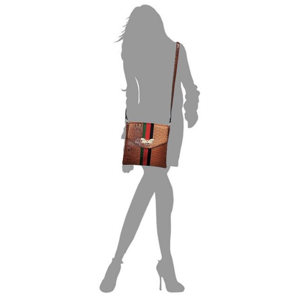 OSTRICH CROC QUEEN BEE STRIPE FLAP OVER CROSSBODY BAG|CROSSBODY PURSE - Picture 5 of 5